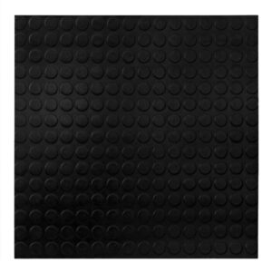Piso Emborrachado Botão Light Preto 3mm 50x50cm Daud