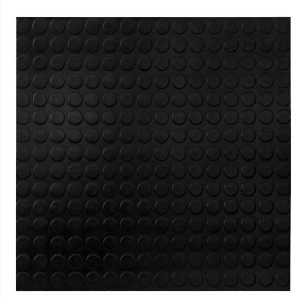 Piso Emborrachado Botão Light Preto 3mm 50x50cm Daud