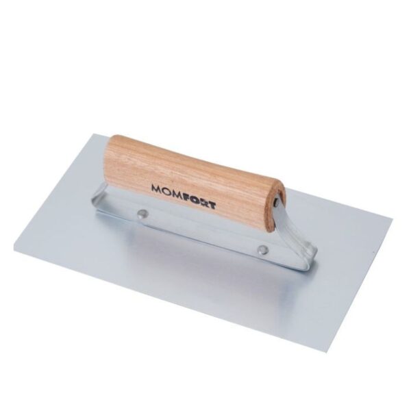 Desempenadeira Aço Lisa 12x24cm Cabo Madeira Momfort