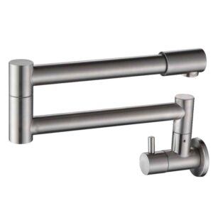 Torneira para Cozinha Parede 1/4V Bica Alta Escovada Extensível