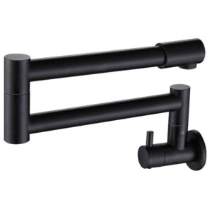 Torneira para Cozinha Parede 1/4V Bica Alta Preta Extensível