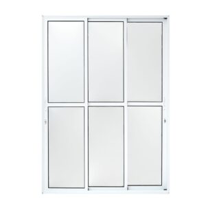 Porta Balcão 3 Folhas Vidro Liso Alumínio Branco Lux
