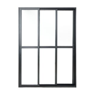 Porta Balcão 3 Folhas Vidro Liso Alumínio Preto Lux