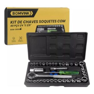 Kit Jogo de Chaves Soquete 40 Peças 1/4″ e 3/8″ Bomvink