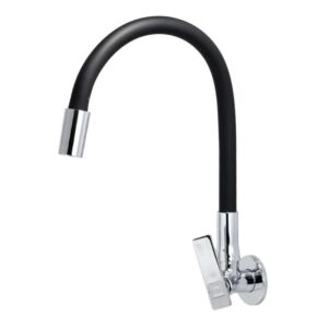 Torneira para Cozinha Parede 1/4V Bica Alta Preto C73 Flexível
