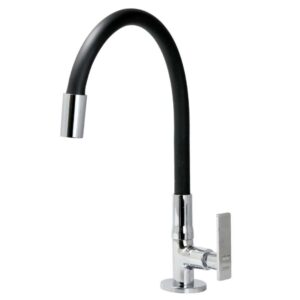 Torneira para Cozinha Mesa 1/4V Bica Alta Preto C73 Flexível