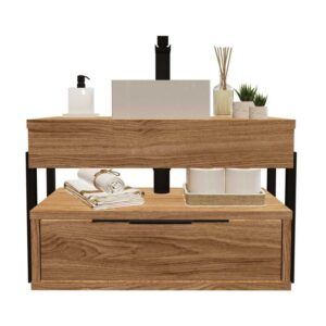 Gabinete para Banheiro Hanover Amadeirado 80cm Cerocha