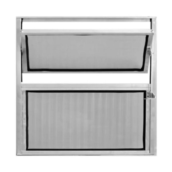 Janela Basculante 2 Folhas Vidro Canelado Alumínio Brilhante Lider