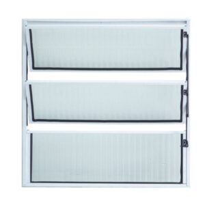 Janela Basculante 3 Folhas Vidro Canelado Alumínio Branco Lider