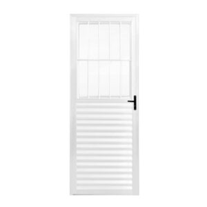 Porta Postigo Alumínio Branco Vidro Liso 210x80cm Lider