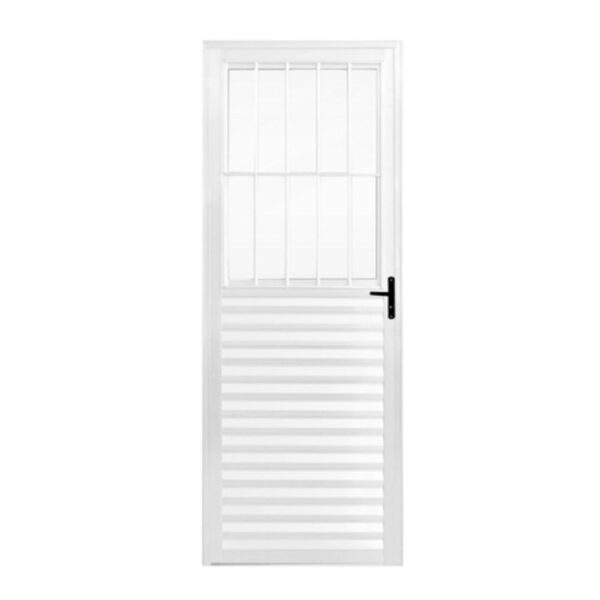 Porta Postigo Alumínio Branco Vidro Liso 210x80cm Lider