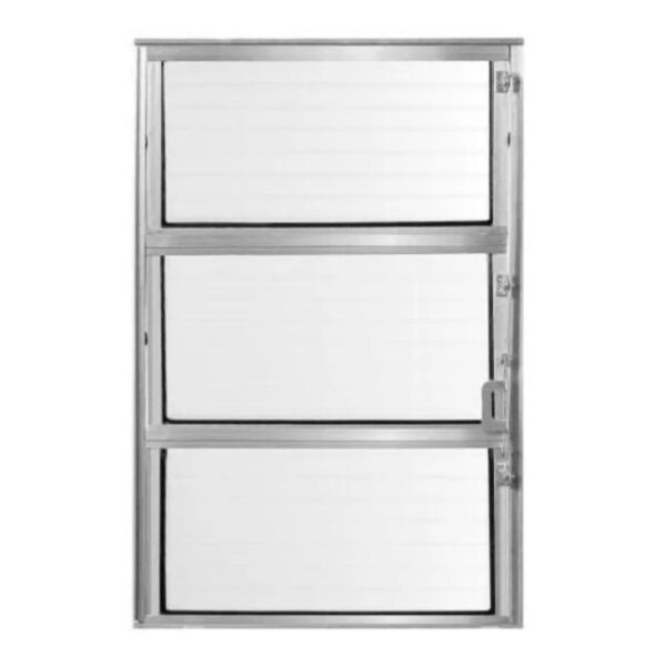 Janela Basculante 3 Folhas Vidro Canelado Alumínio Brilhante Lider