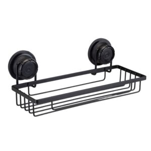 Porta Shampoo com com Sucção Redonda 28,5×11,5cm Preto Arthi