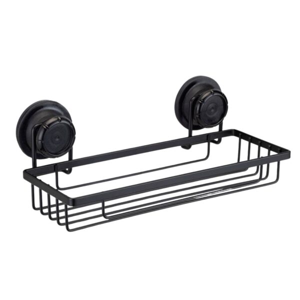 Porta Shampoo com com Sucção Redonda 28,5×11,5cm Preto Arthi