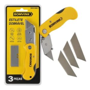 Estilete Trapezoidal Dobrável com 3 Lâminas de 2,5cm Bomvink