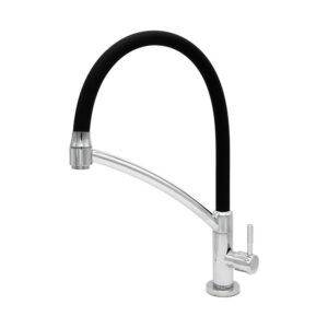 Torneira para Cozinha Mesa 1/4V Bica Alta Preto/Cromada Arcos Flex
