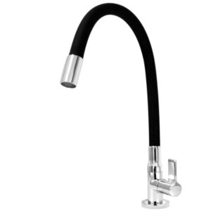 Torneira para Cozinha Mesa Bica Alta Preto/Cromada C65 Flexível