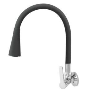 Torneira para Cozinha Parede 1/4V Bica Alta ABS Double Jet Preta C55