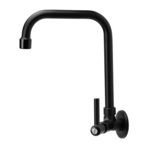 Torneira para Cozinha Parede 1/4V Bica Baixa Preto Aladim C51