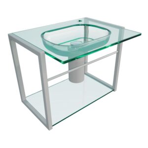 Gabinete Banheiro Cuba e Bancada Alumi Silver 58,5cm Cris Metal