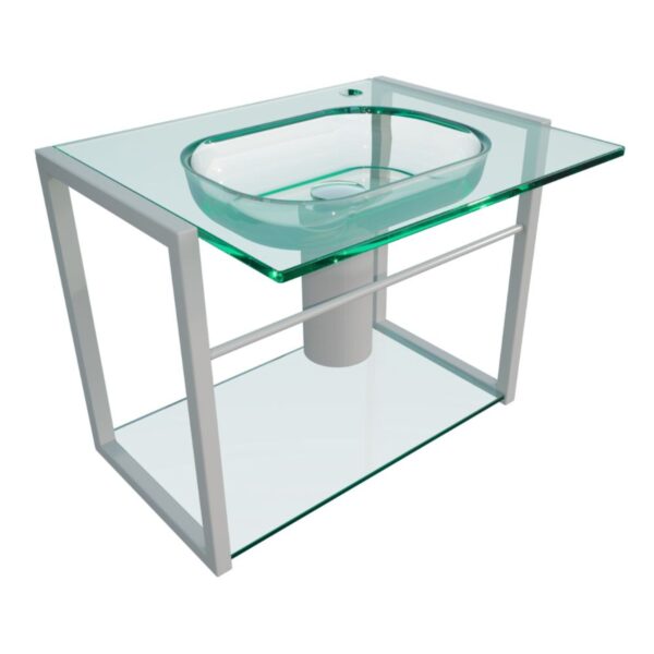 Gabinete Banheiro Cuba e Bancada Alumi Silver 58,5cm Cris Metal