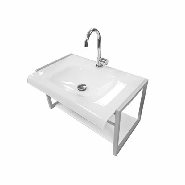 Gabinete Banheiro Cuba e Bancada Chelles Branco 66cm Cris Metal