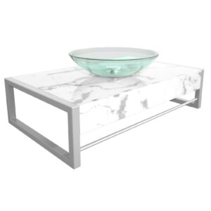 Gabinete Banheiro Cuba e Bancada Argos Branco 71,2cm Cris Metal