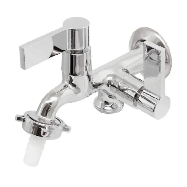 Torneira Tanque/Máquina Parede Bica Longa 2 Saídas Cromado Alpha