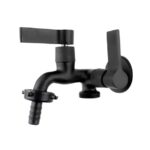 Torneira Tanque/Máquina Parede Bica Longa 2 Saídas Preto Alpha