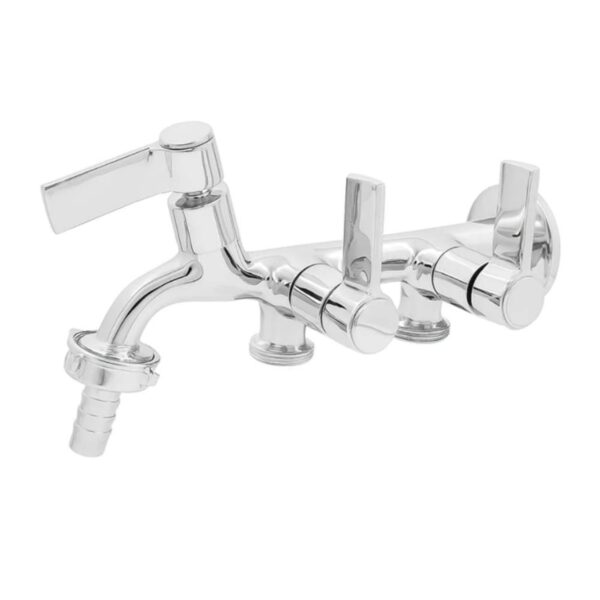 Torneira Tanque/Máquina Parede Bica Longa 3 Saídas Cromado Alpha