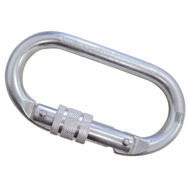 Mosquetão Oval Aço Trava Rosca 25KN Alpinismo Corax