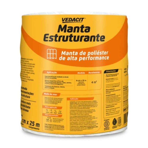 Manta Estruturante Poliéster 16cmx25m Vedacit