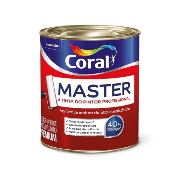 Tinta Premium Acrílica Fosco Master Branco 900ML Coral