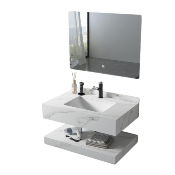 Kit Gabinete para Banheiro Itália Branco Espelho Led 60cm Pettra